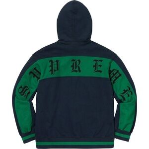 Supreme Old English Stripe Zip Up Sweatshirt Medium